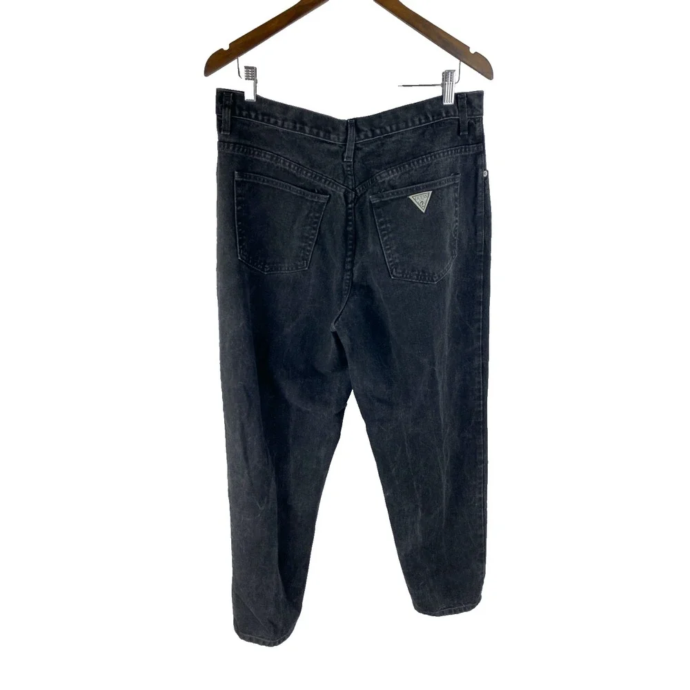Guess Mens 36 (Fits 34x31) Straight Fit Vtg 90s Y2K Denim Jeans Black‎ Whiskers
